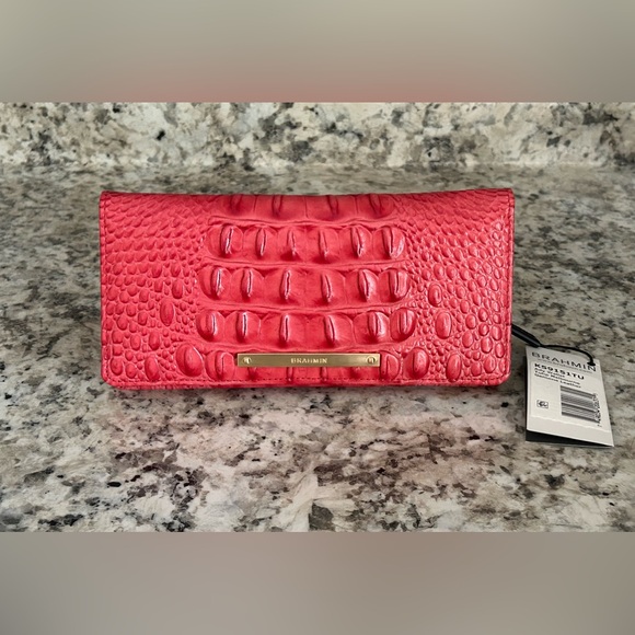 Brahmin Handbags - NWT Brahmin Ady Wallet w Registration Card Tulip Melbourne Leather Croc Embossed